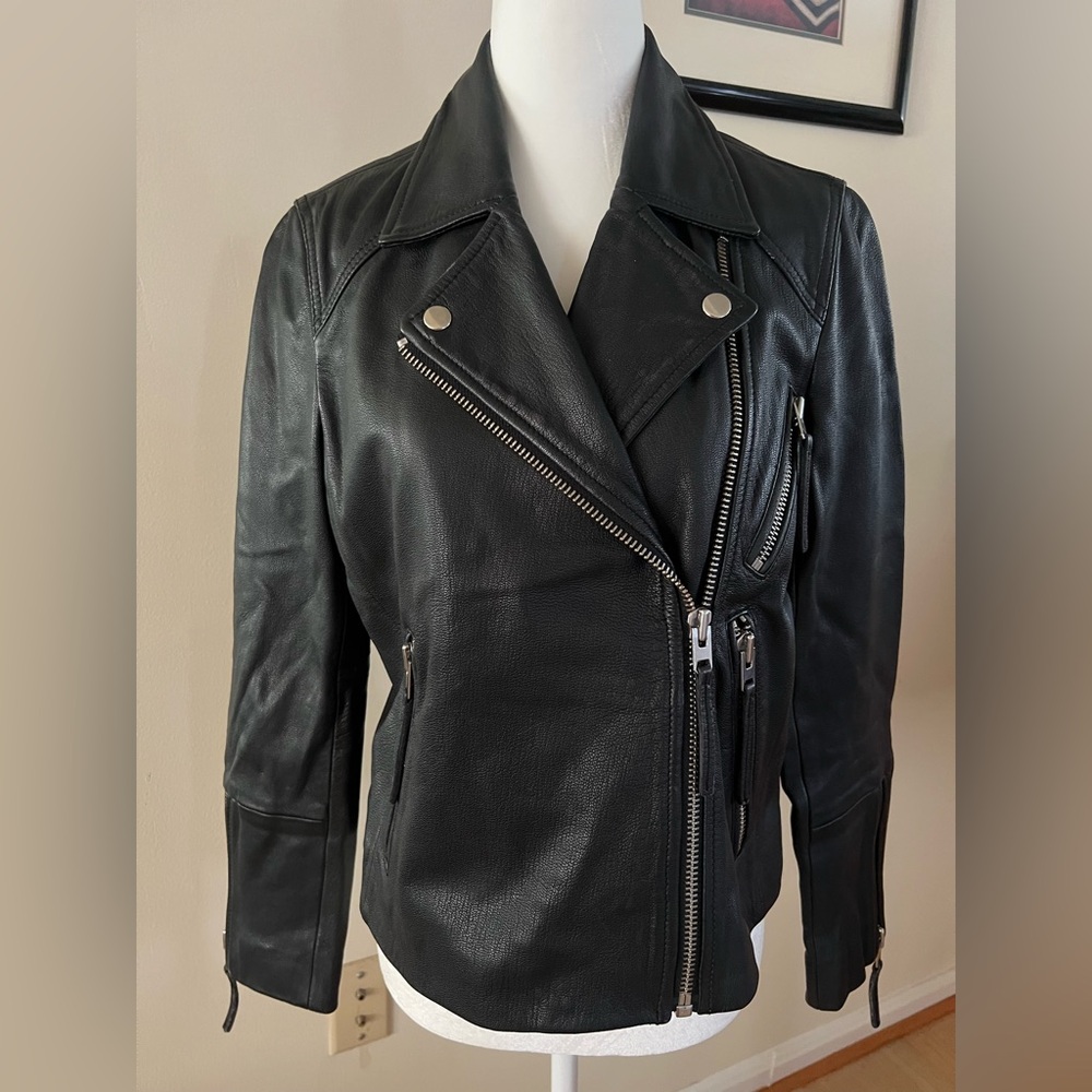 Topshop Black Leather Moto Jacket